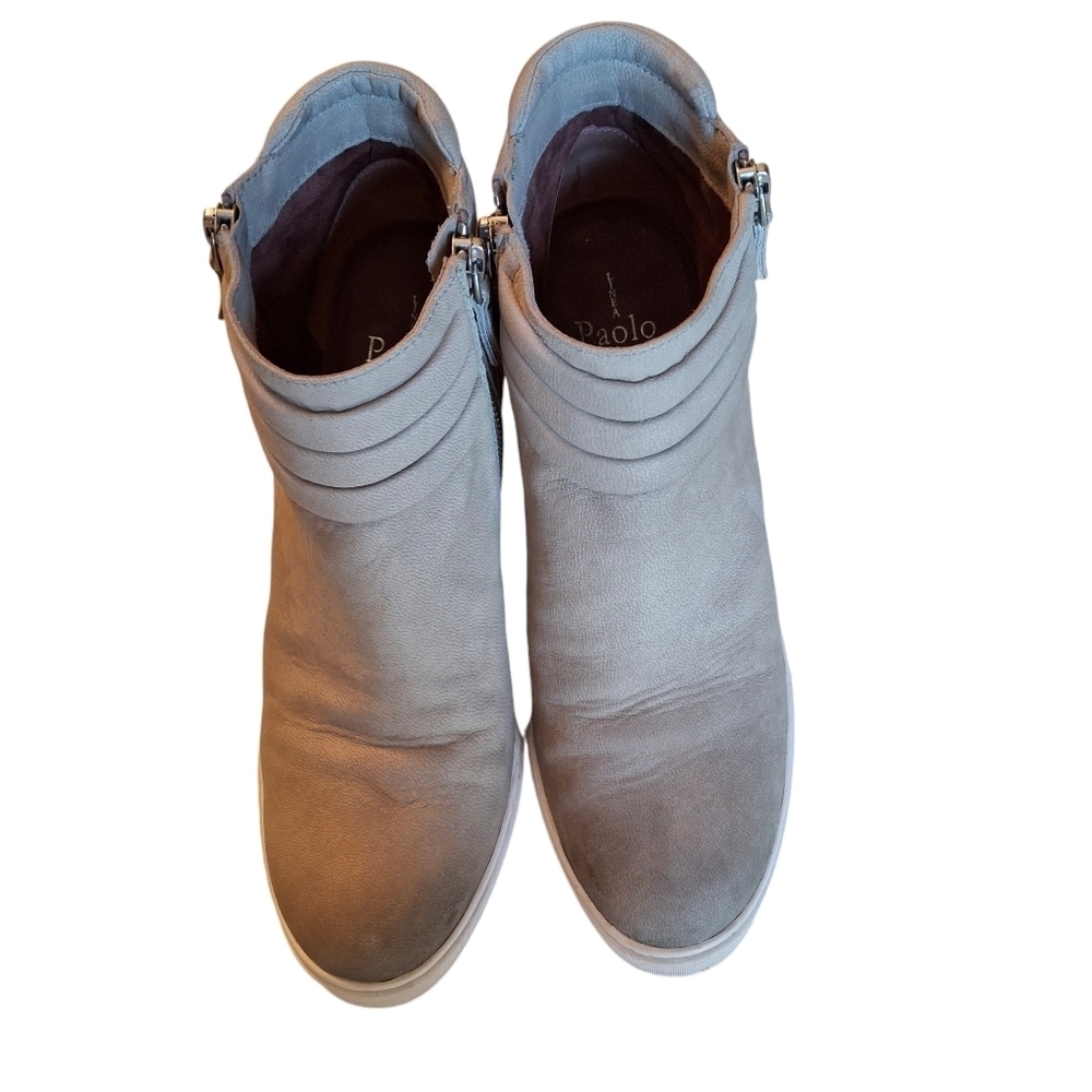 Linea Paolo Frieda Suede Grey Platform Wedge Ankle Booties Women Size 8